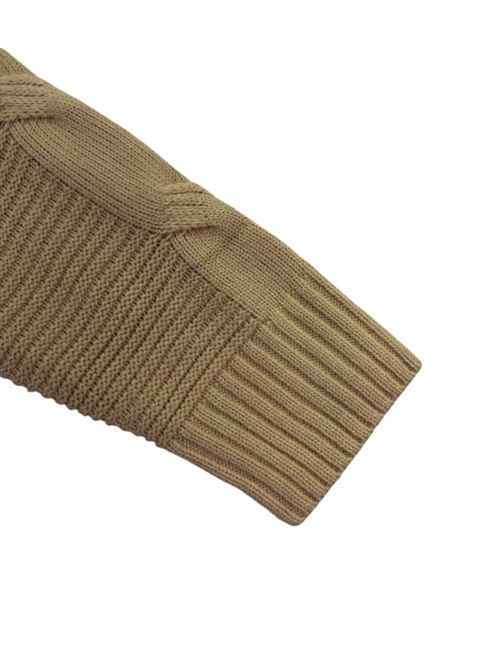 Merokeety Womens Beige Cable Knit Cardigan Sweater Open Front Pockets Size M - Picture 6 of 10